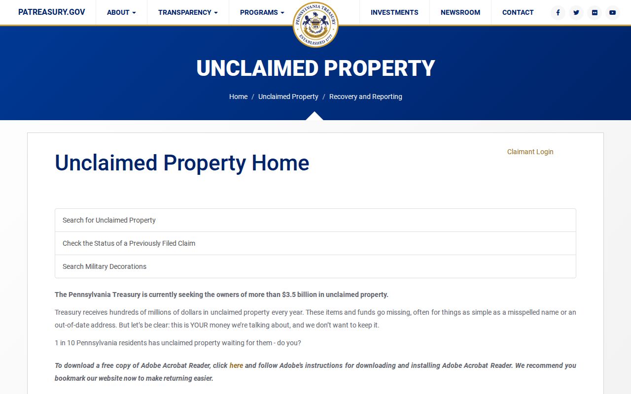 Easton residents directory Pennsylvania unclaimed property official search