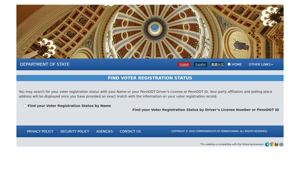 Easton resident lookup through Pennsylvania voter registration status