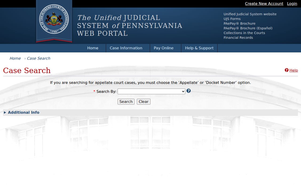 Easton resident lookup using Pennsylvania UJS docket search